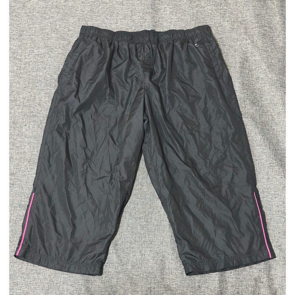 Danskin Now Womens XXL Capri Pants Black Athletic Track Mesh Lined